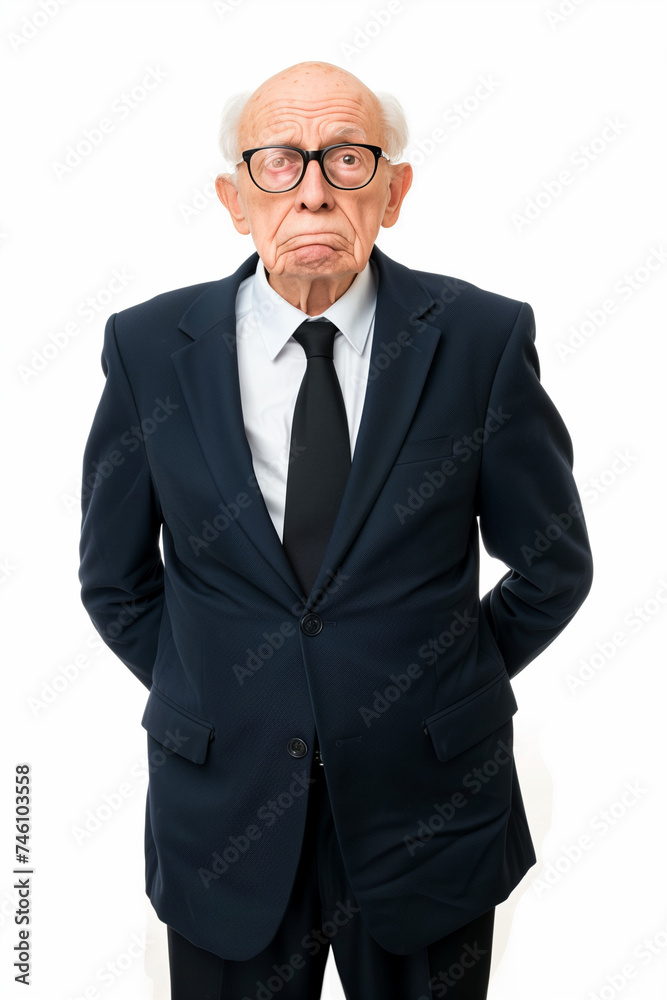 Annoyed Elderly Man in Suit: Frustrated Old Boss Annoyed Elderly Man in Suit: Frustrated Old Boss