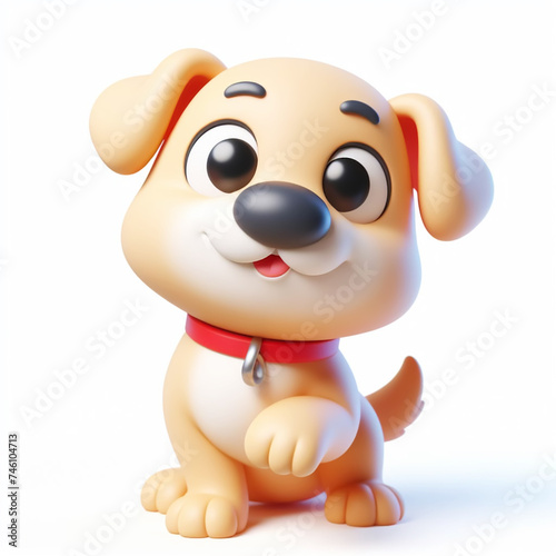 3D funny dog  puppy cartoon. Pets for children s illustrations. AI generated