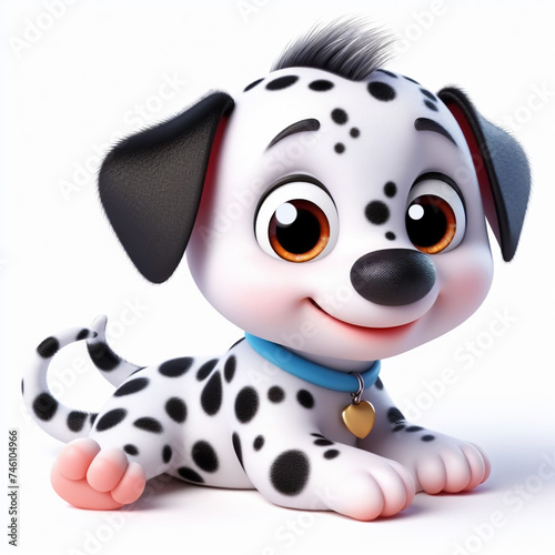 3D funny dalmatian dog cartoon. Pets for children s illustrations. AI generated