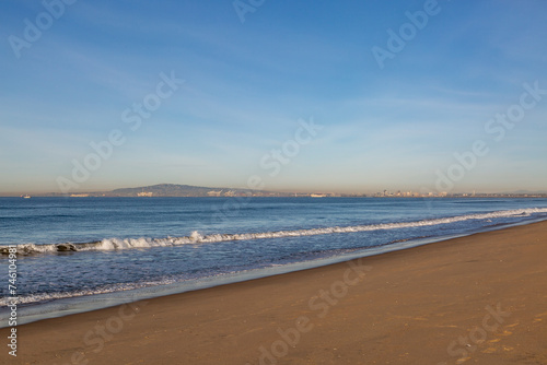 Sunset beach on the Californian coast  on a sunny morning