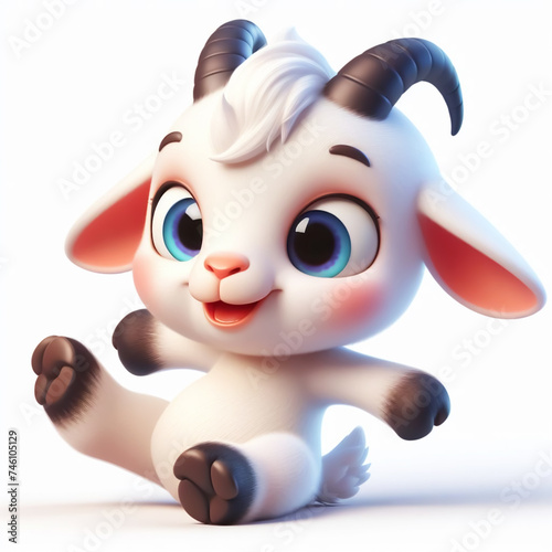 3D funny lamb cartoon. Farm animals for children s illustrations. AI generated