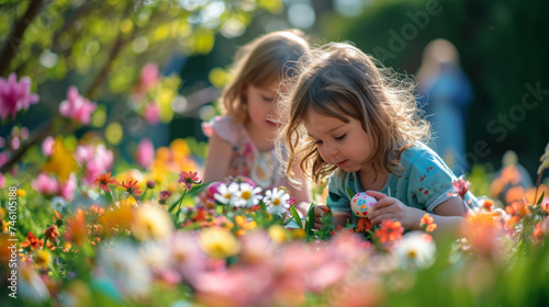 Children Enjoying Easter Craft Activities Outdoors