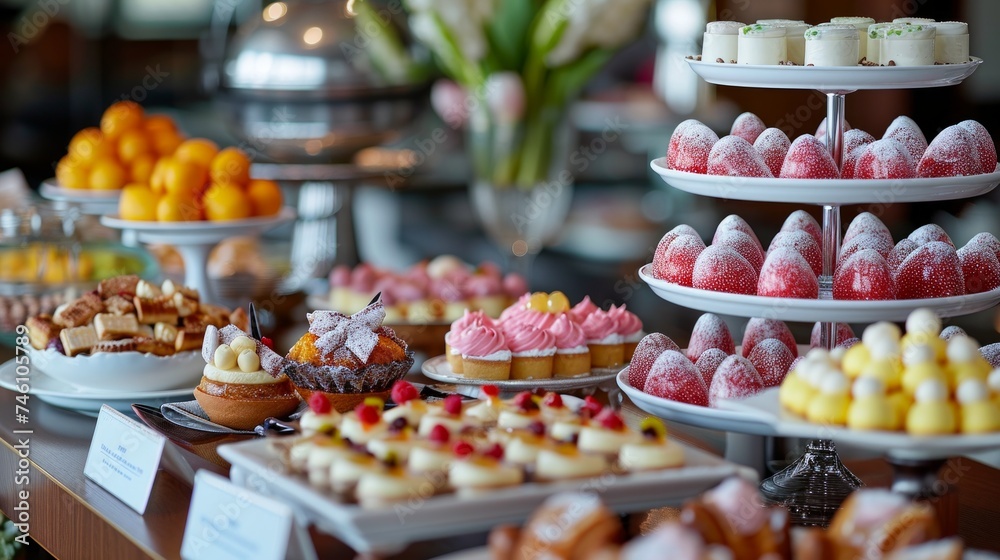 Luxury Hotel Easter Brunch Buffet with Gourmet Desserts