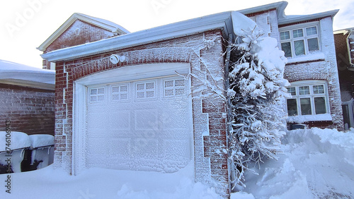Building exterior after a heavy snow storm.
