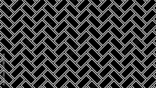 4K looped Black and white seamless brick pattern background. Endless loop. Brick design seamless loop on black screen.