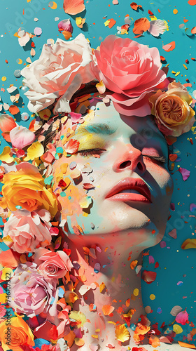 face with flowers