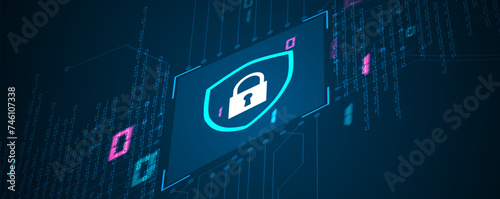 Cyber security and information or network protection. Future technology web services for business and internet project