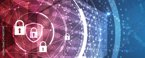 Cyber security and information or network protection. Future technology web services for business and internet project