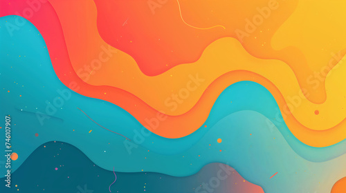Abstrakcyjne tło - kontrastujące fale z cieniem i światłem o nieregularnym kształcie - pomarańczowy i morski kolor photo