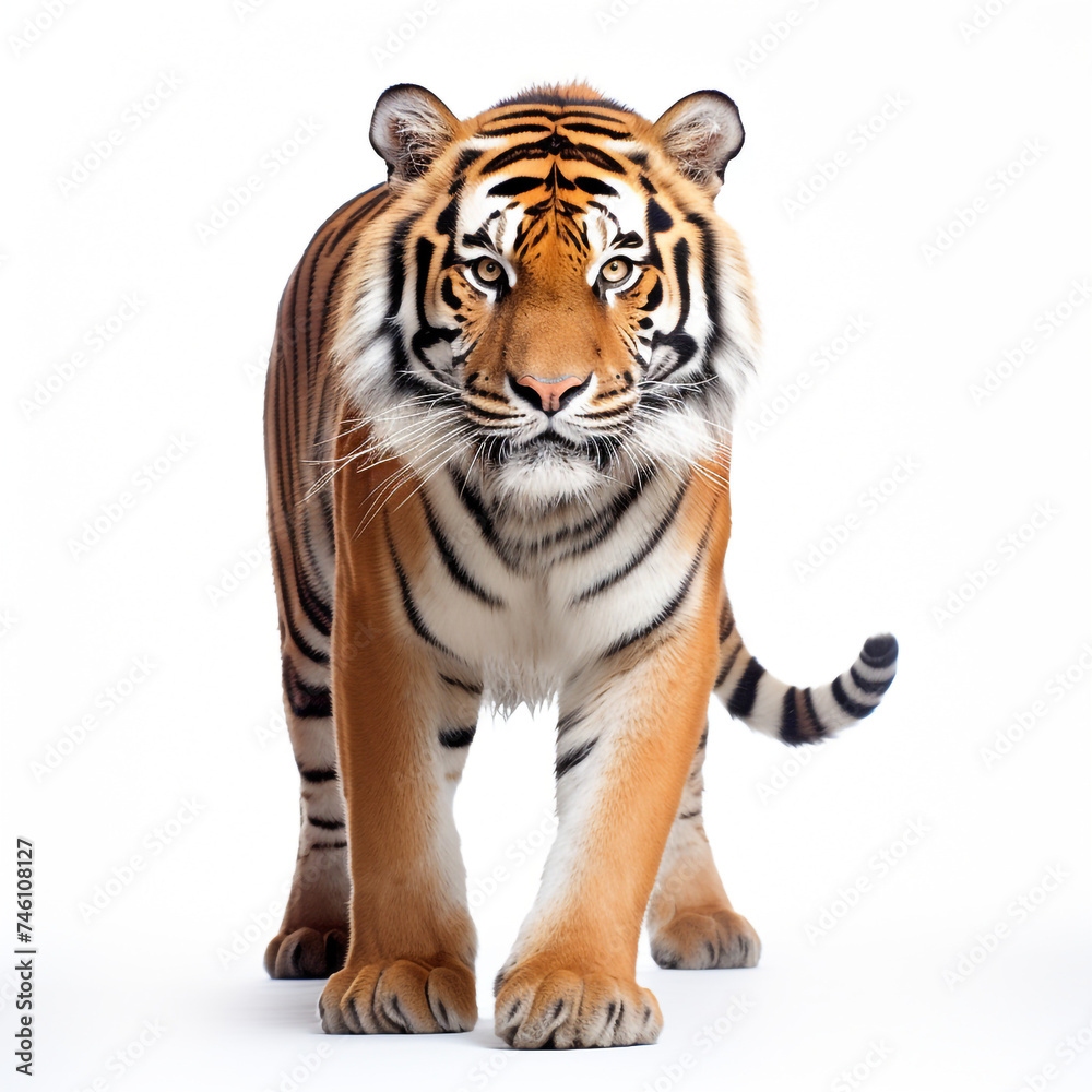 photo tiger on a white background сreated with Generative Ai