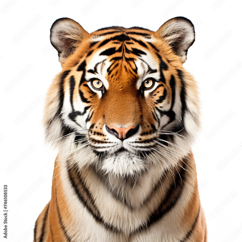 photo tiger on a white background сreated with Generative Ai photo tiger on a white background сreated with Generative Ai