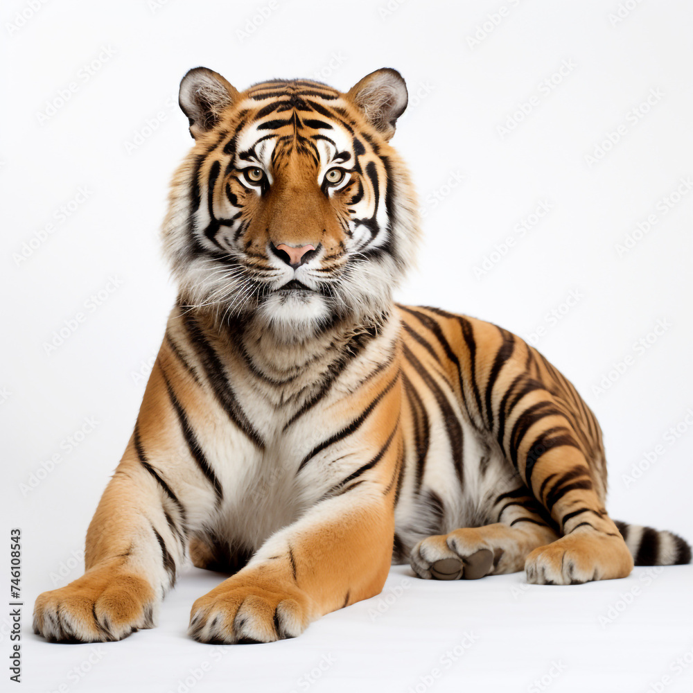 photo tiger on a white background сreated with Generative Ai photo tiger on a white background сreated with Generative Ai