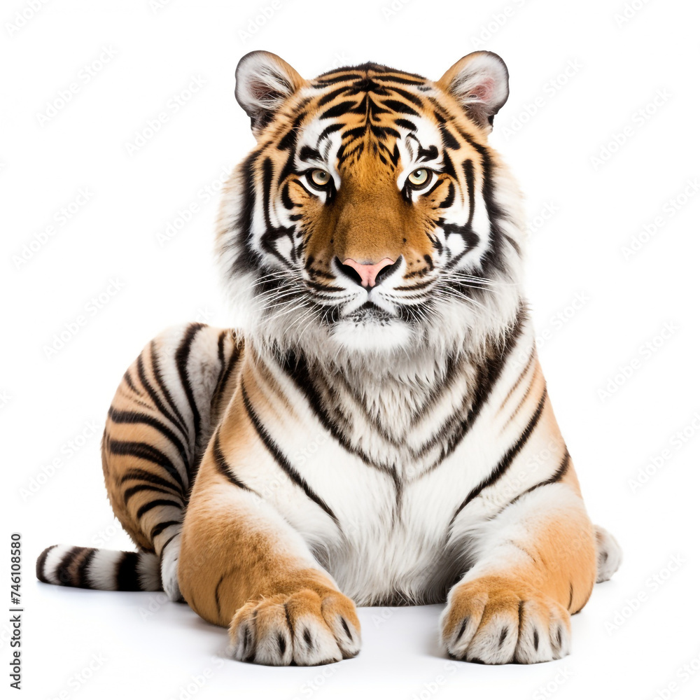 Fototapeta premium photo tiger on a white background сreated with Generative Ai