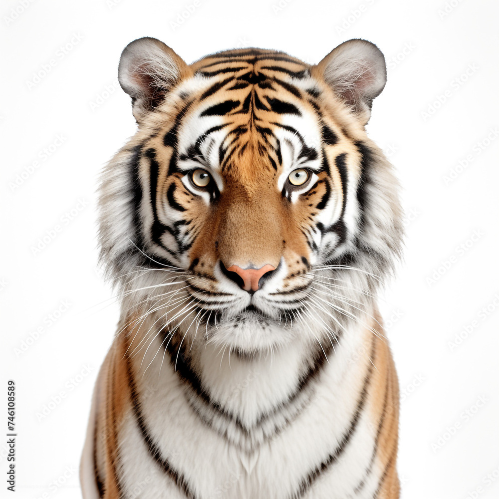 Fototapeta premium photo tiger on a white background сreated with Generative Ai