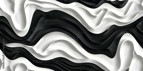 Waves with a zebra stripe pattern black and white with a wild twist seamless background. Concept Striped Waves, Zebra Pattern, Black and White, Wild Twist, Seamless Background photo