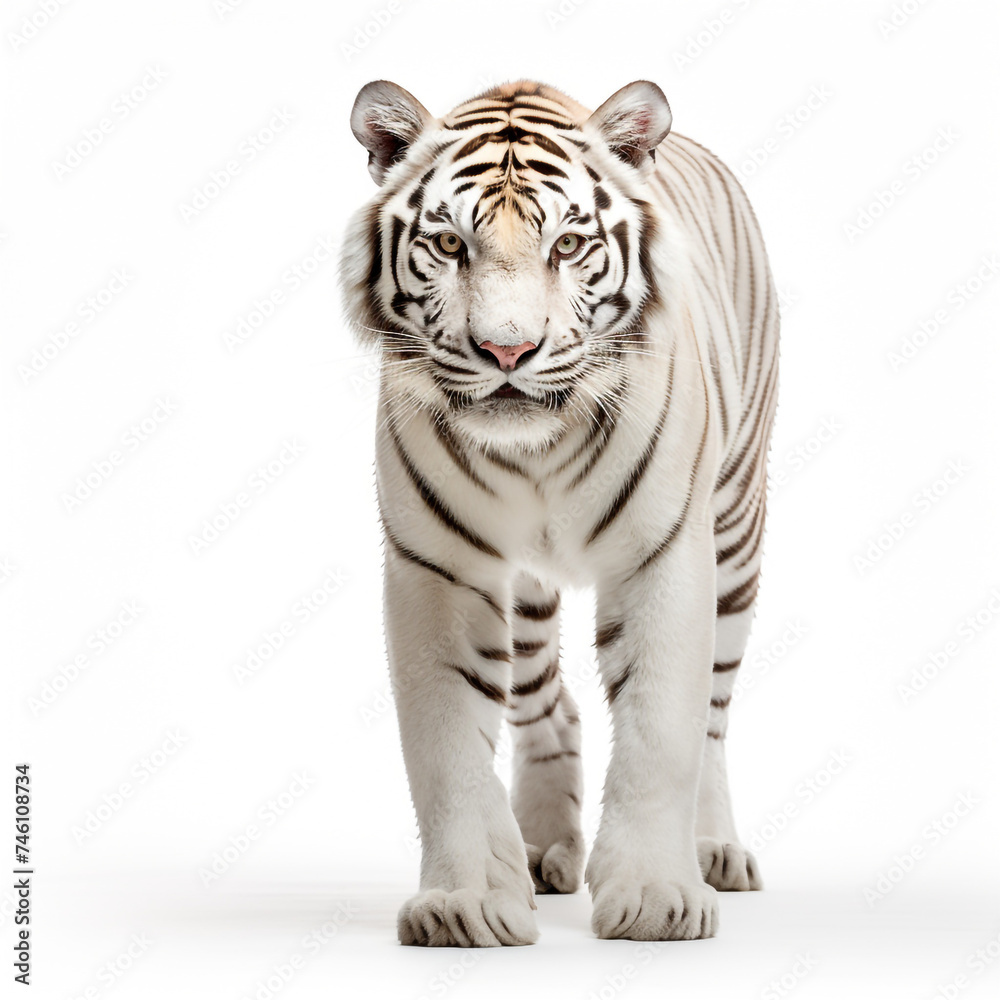 Naklejka premium photo tiger on a white background сreated with Generative Ai