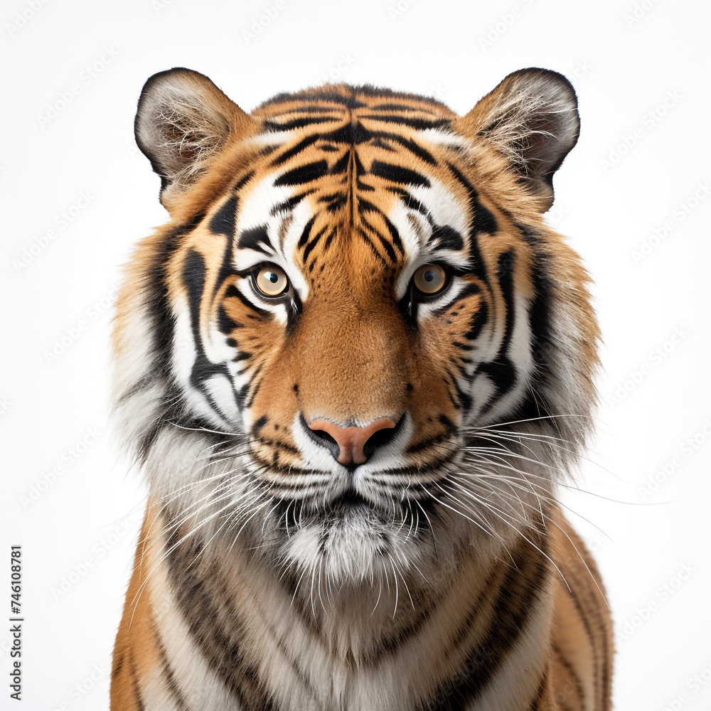 photo tiger on a white background сreated with Generative Ai photo tiger on a white background сreated with Generative Ai
