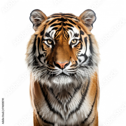photo tiger on a white background сreated with Generative Ai © Andrii Yablonskyi