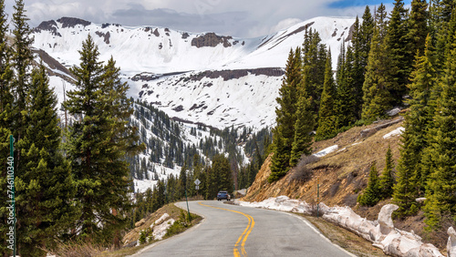 Spring Mountain Road - A Spring day view of Highway 82 near the summit of Independence Pass. Colorado, USA. photo