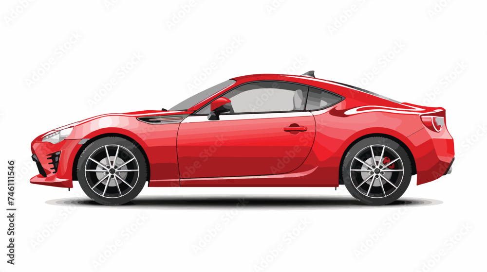 Realistic vector isolated red car in side view isolated