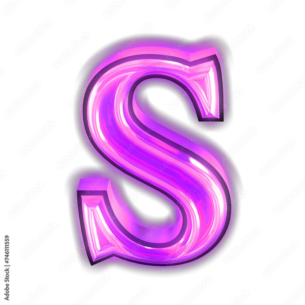 Glowing purple symbol. letter s Glowing purple symbol. letter s