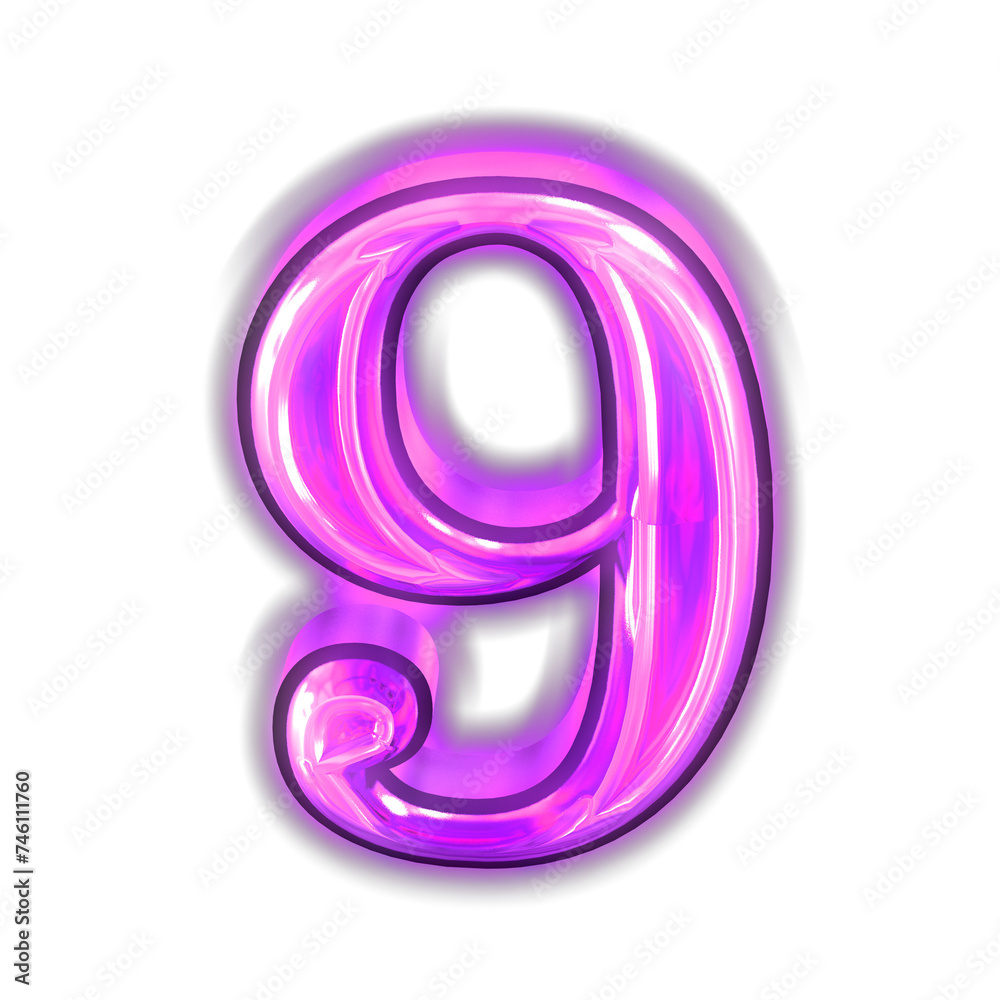 Glowing purple symbol. number 9 Glowing purple symbol. number 9