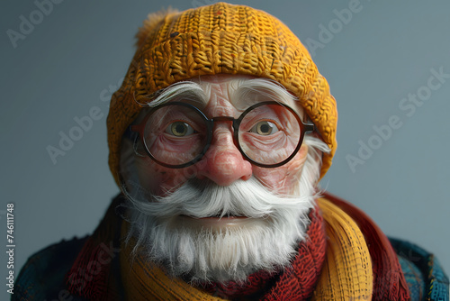 Expressive and Funny Old Man. Illustration photo