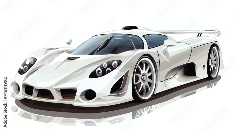 Realistic vector isolated white sport super car isolated