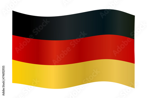 Germany flag wave background border frame on white background for decoration. Shiny flag of Germany vector illustration.