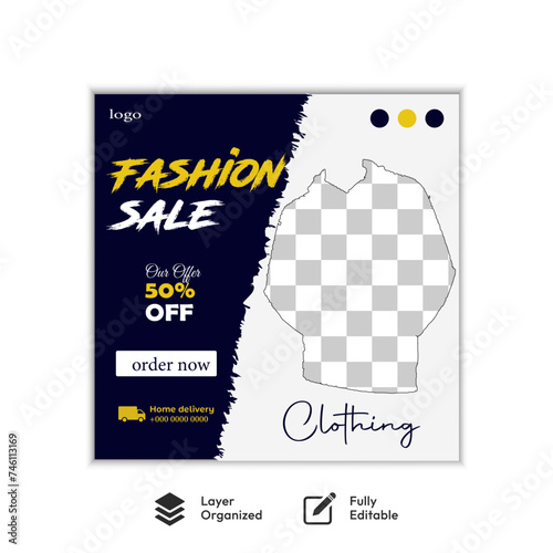 Social media post template for fashion sales, Instagram post template for fashion sales. Social media post template for fashion. photo