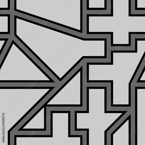 Seamless pattern. Polygons, triangles backdrop. Figures ornament. Folk wallpaper. Embroidery background. Tribal motif. Ethnic mosaic. Digital paper, textile print, web design, abstract. Vector art.