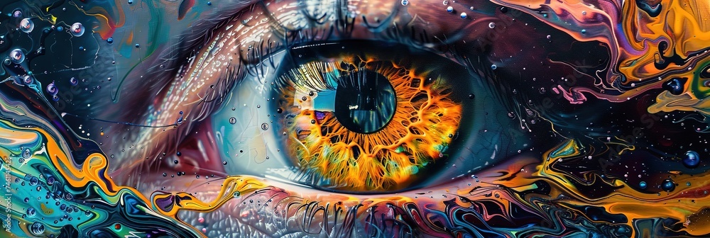 Human eye melting with color - obrazy, fototapety, plakaty 