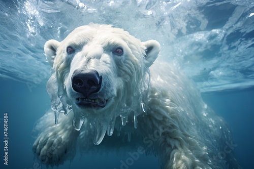 Polar bear ice. Snow winter white. Generate Ai
