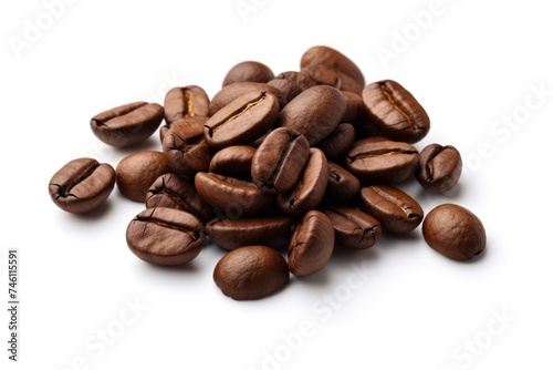 Bunch of coffee beans on isolated white background