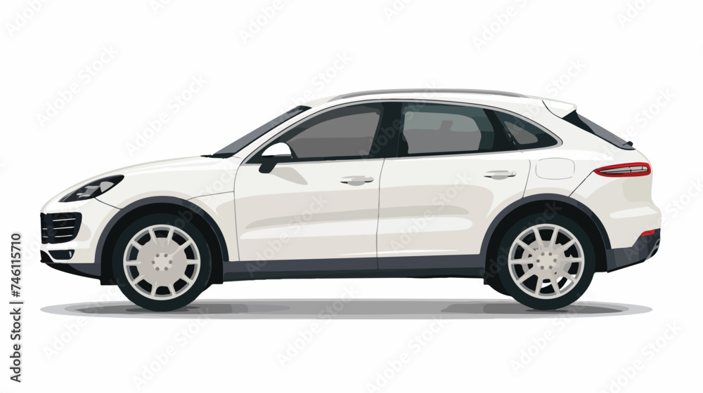 Side View Realistic vector isolated white car 