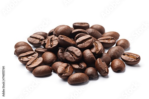 Bunch of coffee beans on isolated white background