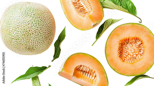 cantaloupe  melon isolated on transparent background