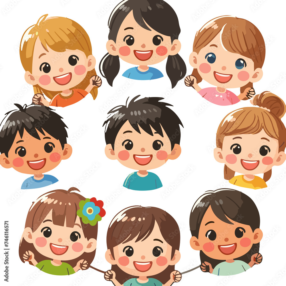 Peace and Friendship: Circle of Joy with Diverse Smiles of Children of Different Nationalities. The embodiment of Unity and Happiness in a Multinational Association Peace and Friendship: Circle of Joy with Diverse Smiles of Children of Different Nationalities. The embodiment of Unity and Happiness in a Multinational Association