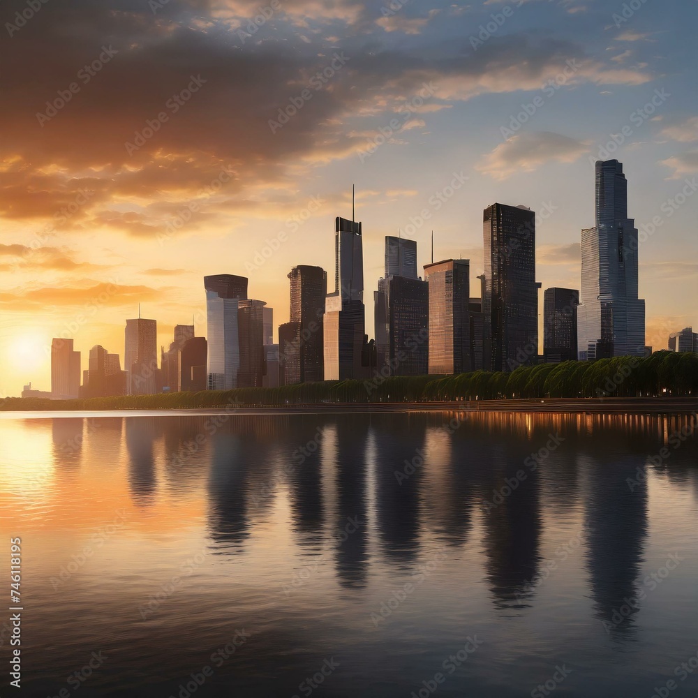 Fototapeta premium City scape image during sunset