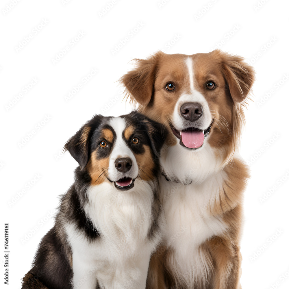 Adult dog and puppy: a close up portrait of happiness and cuteness, Isolated on Transparent Background, PNG