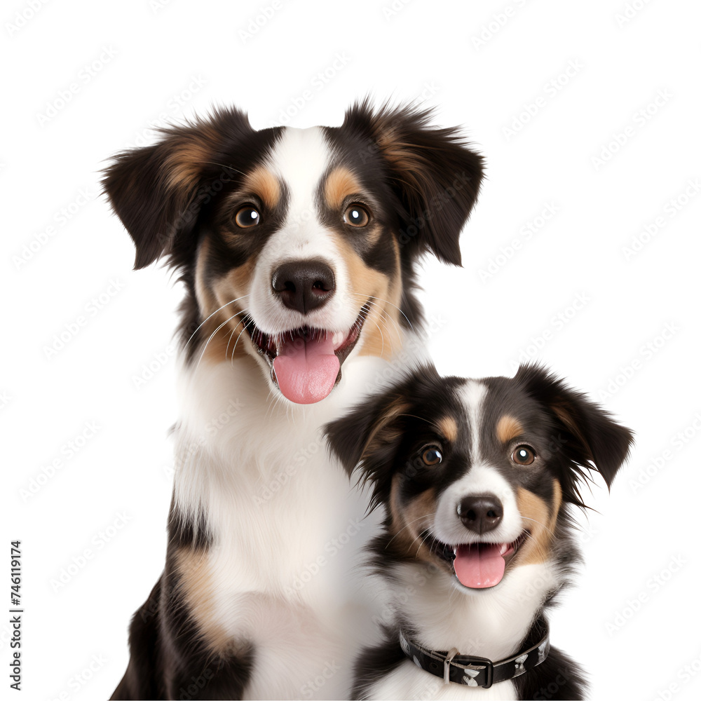 Happy adult dog and cute puppy in a close up portrait, Isolated on Transparent Background, PNG Happy adult dog and cute puppy in a close up portrait, Isolated on Transparent Background, PNG