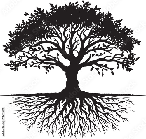 Tree With Roots Silhouettes EPS Tree With Roots Vector Tree With Roots Clipart	
