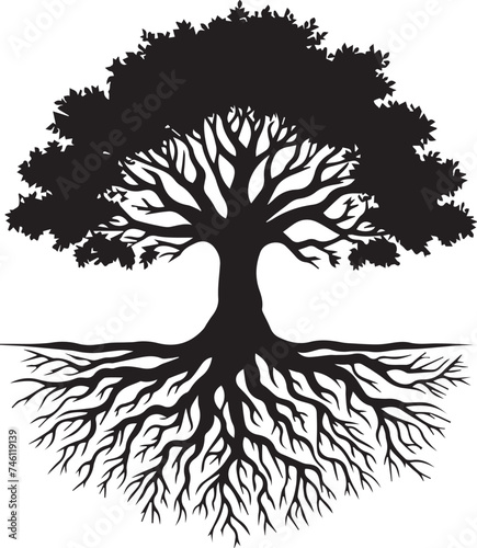 Tree With Roots Silhouettes EPS Tree With Roots Vector Tree With Roots Clipart	
