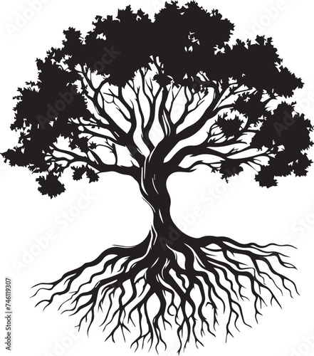 Tree With Roots Silhouettes EPS Tree With Roots Vector Tree With Roots Clipart	
