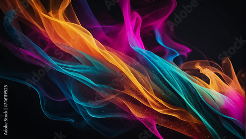 Abstract colorful smoke on black background creative
