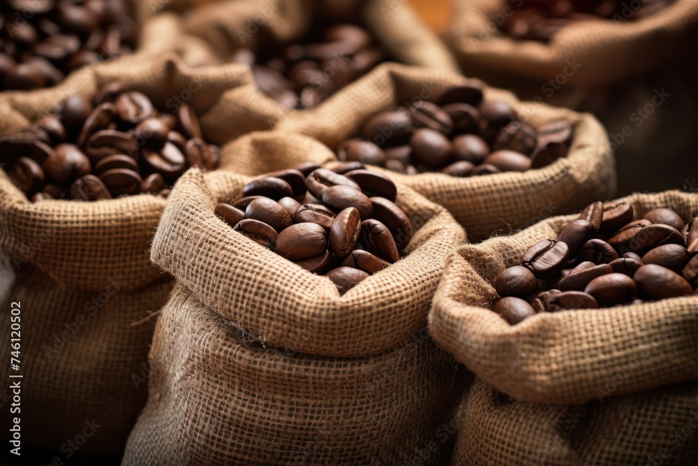Coffee beans in bags