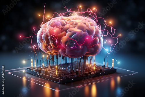 Brain of an artificial intelligence; abstract concept