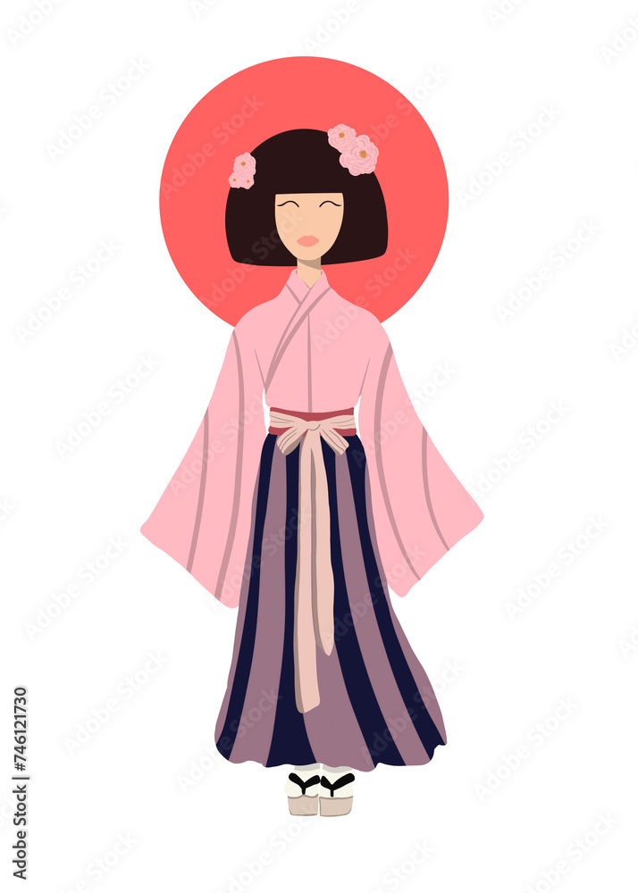 Japanese woman geisha in traditional dress, isolated png illustration Japanese woman geisha in traditional dress, isolated png illustration