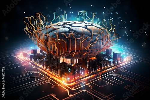 Brain of an artificial intelligence; abstract concept