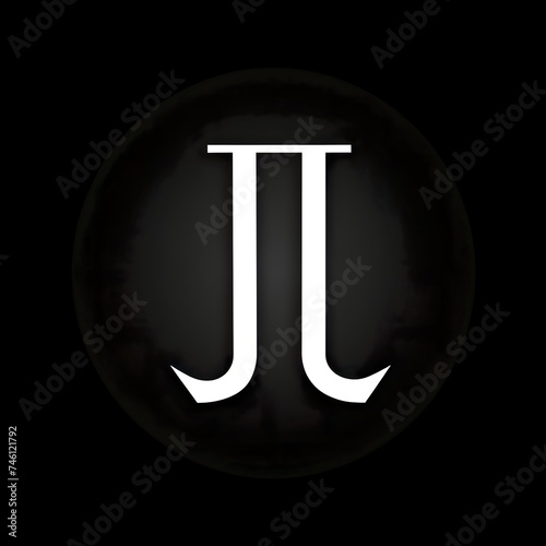 Character pi; white font; black background